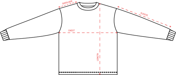 Garment Washed Boxy Long Sleeve measurement guide